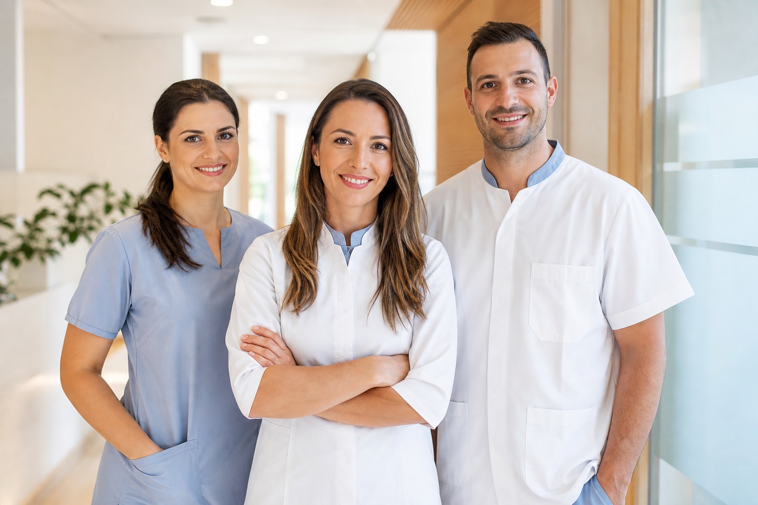 Ekip demonstrues i klinikës dentare Denta Nova